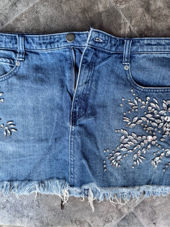 Free People Dresses & Skirts - Free People Embellished Blue Denim Mini Skirt